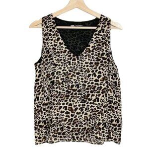 ZARA Womens Cheetah‎ Animal Print Chiffon Sleeveless Tiered Top Size S Classy